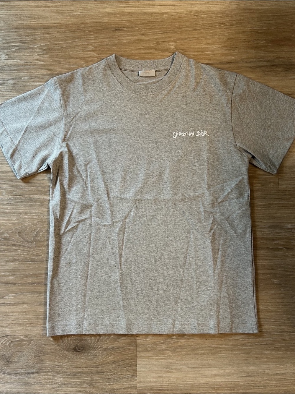 Dior Gray Christian Dior Chest Logo Tee - Size M